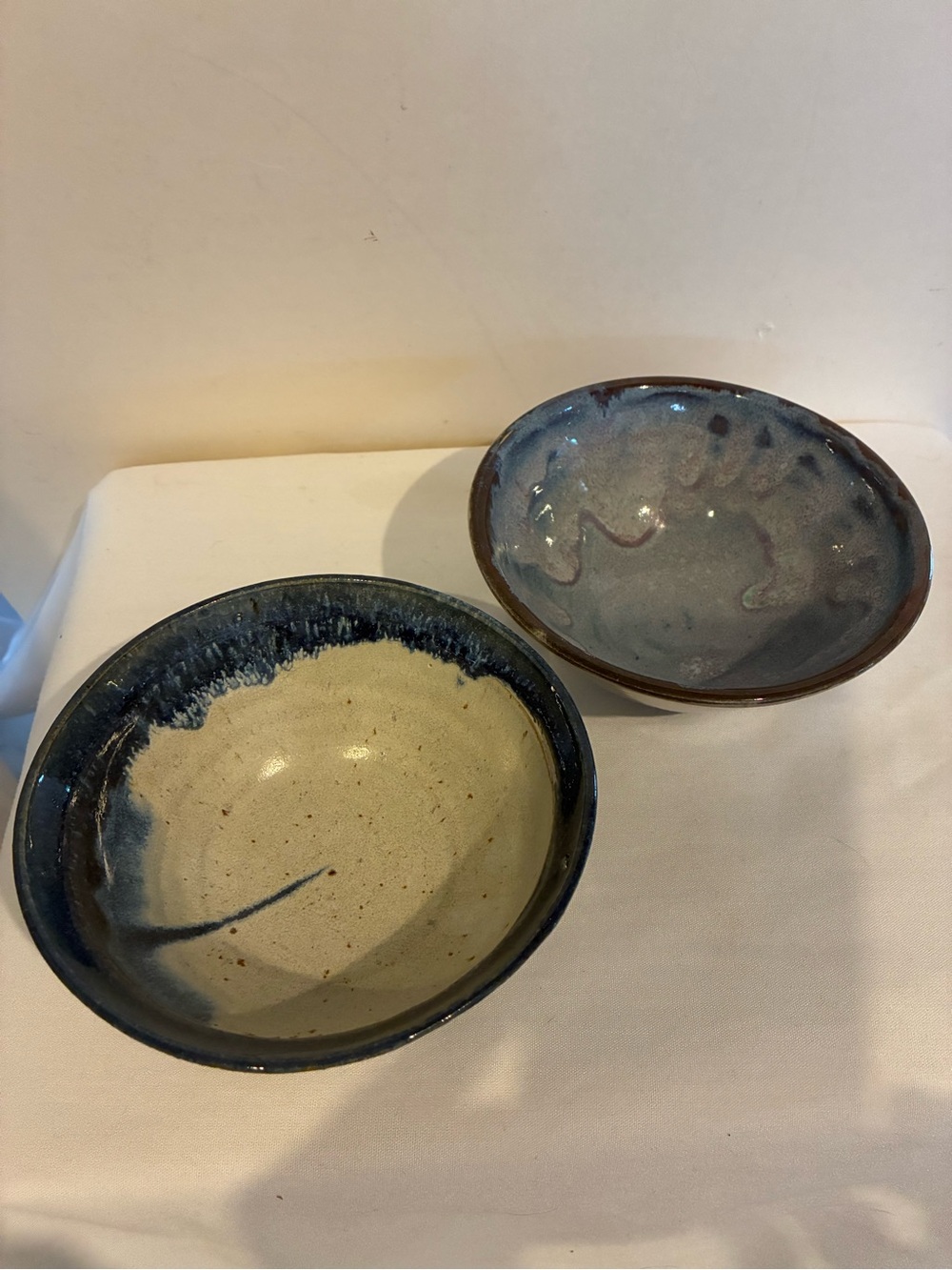 Glazed Ceramic Serving Bowl Set in Brown and Blue Artistic Vibe Heavy Weight